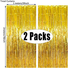 2pcs Metallic Foil Fringe Tinsel Curtain Party Wedding Baby Shower Adult Kids