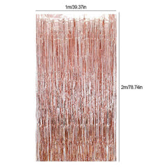 2pcs Metallic Foil Fringe Tinsel Curtain Party Wedding Baby Shower Adult Kids