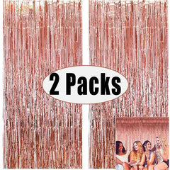 2pcs Metallic Foil Fringe Tinsel Curtain Party Wedding Baby Shower Adult Kids