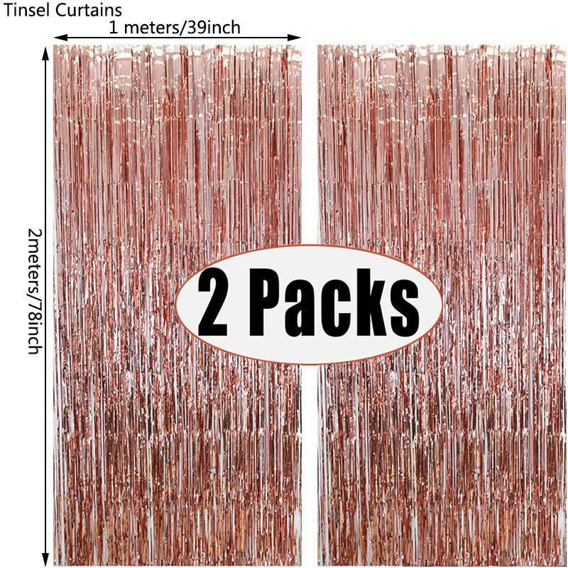 2pcs Metallic Foil Fringe Tinsel Curtain Party Wedding Baby Shower Adult Kids