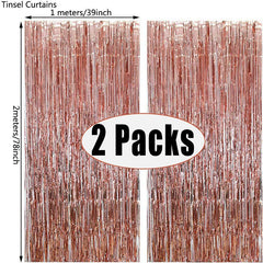 2pcs Metallic Foil Fringe Tinsel Curtain Party Wedding Baby Shower Adult Kids