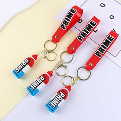 Pvc Soft Plastic Beverage Bottle Doll Key Chain Car Keychain