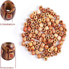 100pcs African Wooden Beads for Braids Crafts Vibrant Colors Textures Girls Boys