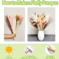 50pcs Dried Pampas Grass Decor Fluffy Long Lasting Bouquet
