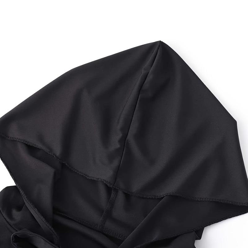 Gothic Solid Slit Hooded Cape Halloween Dress