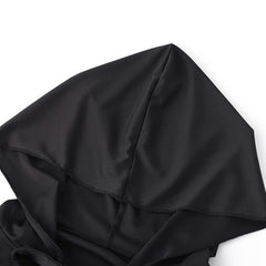 Gothic Solid Slit Hooded Cape Halloween Dress