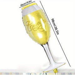 Large Champagne Bottle Wine Glass Aluminum Film Balloon Party Decoration
