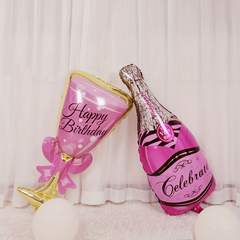 Large Champagne Bottle Wine Glass Aluminum Film Balloon Party Decoration