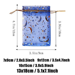 100pcs Moon Star Organza Bag for Jewelry Candy Party Favors Mixed Colors