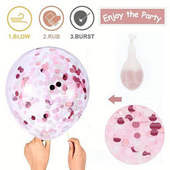24pcs Pink & Latex Balloons Pink Confetti Balloons Party Decorations