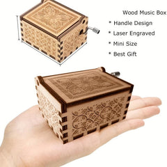 Over the Rainbow Music Box Vintage Hand Cranked Wooden Engraved