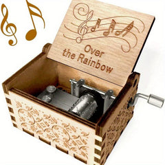 Over the Rainbow Music Box Vintage Hand Cranked Wooden Engraved