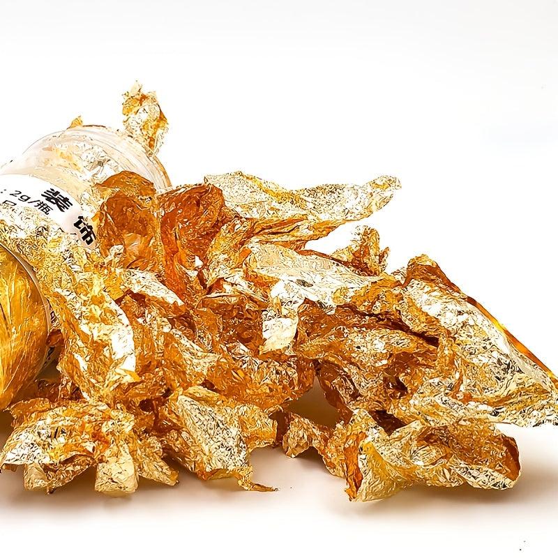 Golden Foil Flakes 0.07oz Edible Leaf Food Cake Decor