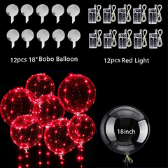 12pcs Glowing LED Balloons with String Lights for Parties and Weddings