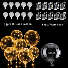12pcs Glowing LED Balloons with String Lights for Parties and Weddings