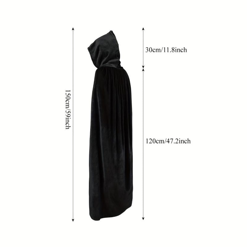 Deluxe Velvet Adult Cosplay Cape Lined Hood Halloween Grim Reaper Cape