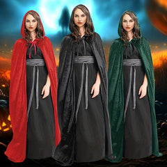 Deluxe Velvet Adult Cosplay Cape Lined Hood Halloween Grim Reaper Cape