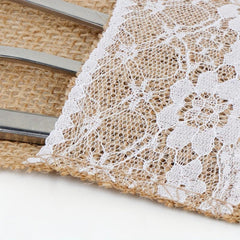 10pcs Burlap Lace Utensil Cutlery Holders 16cmx20 Pouch Bags Rustic Wedding