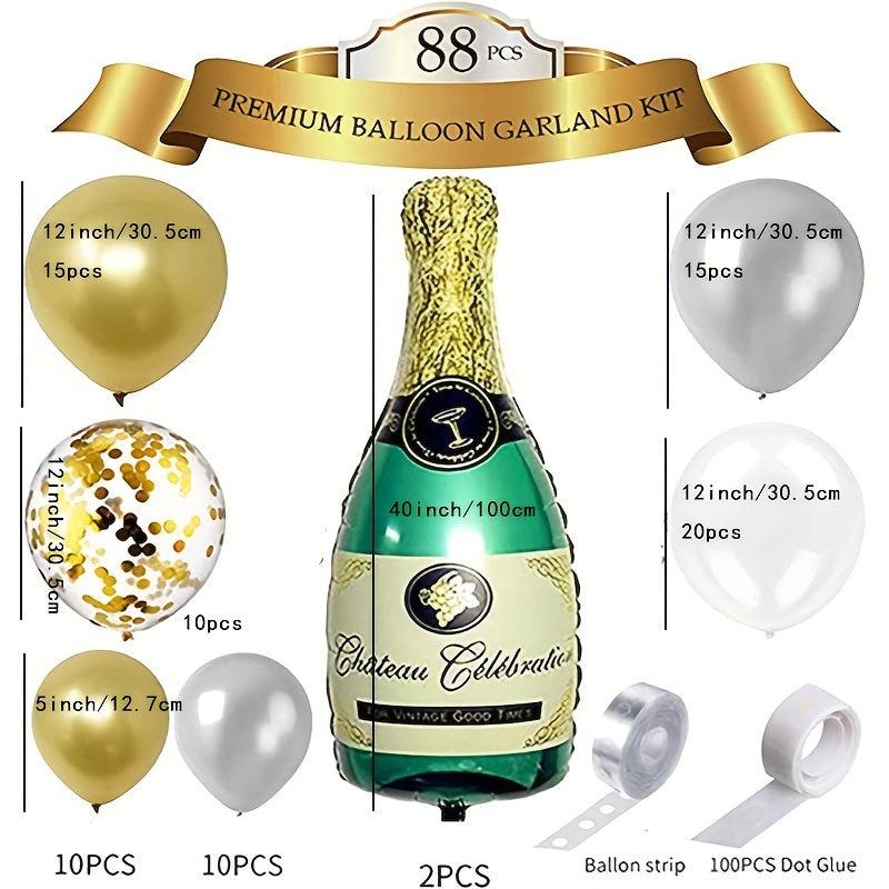 Champagne Bottle Balloon Garland Arch Set Happy Year Decoration