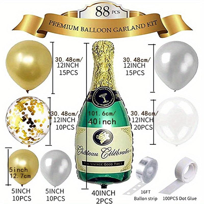 Champagne Bottle Balloon Garland Arch Set Happy Year Decoration