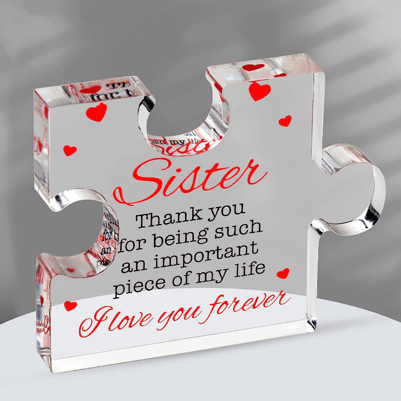 Engraved Acrylic Building Blocks Puzzle - Unique Gift for Sister