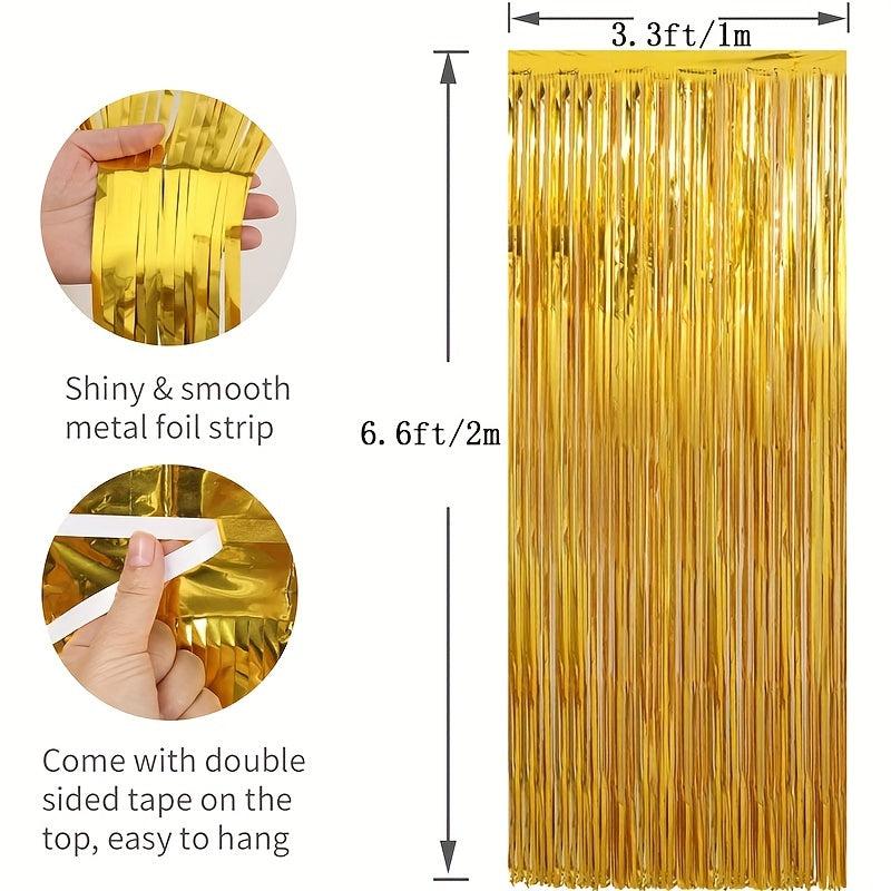 2 Pack Foil Fringe Curtains 3 x 9 ft Party Decorations