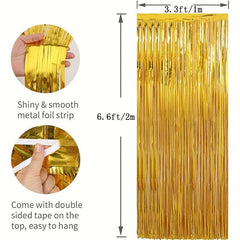 2 Pack Foil Fringe Curtains 3 x 9 ft Party Decorations