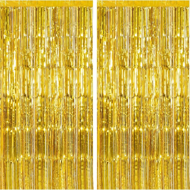 2 Pack Foil Fringe Curtains 3 x 9 ft Party Decorations