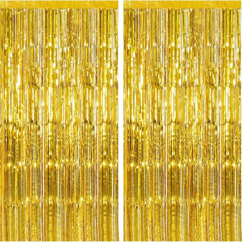 2 Pack Foil Fringe Curtains 3 x 9 ft Party Decorations