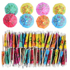 50pcs Tropical Colors Umbrella Cocktail Picks for Summer Parties