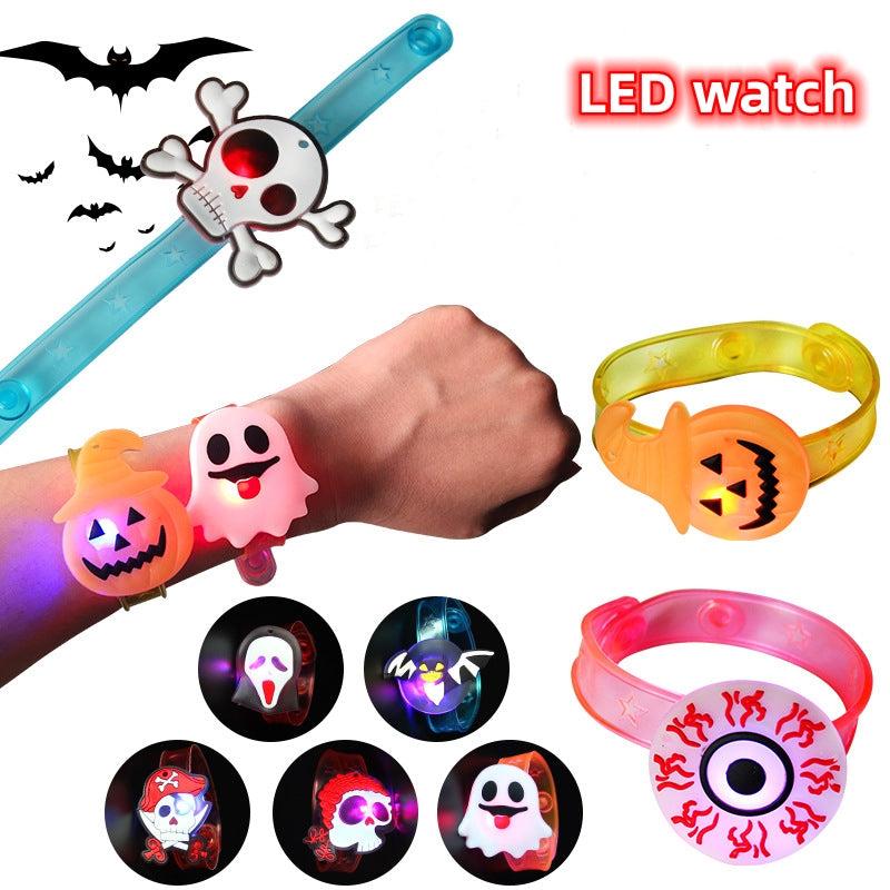 10pcs Halloween Luminous Watch With Led Glitter Wristband Toy Set
