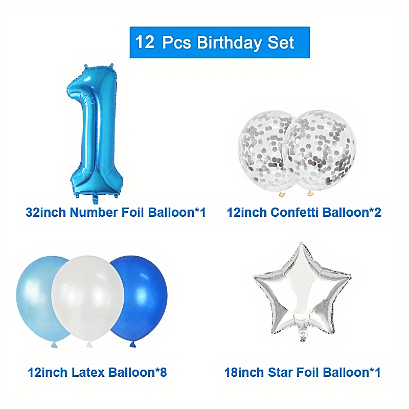 12pcs Number Foil Latex Balloons Kids Birthday Party Baby Shower Balloon