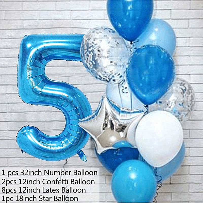 12pcs Number Foil Latex Balloons Kids Birthday Party Baby Shower Balloon