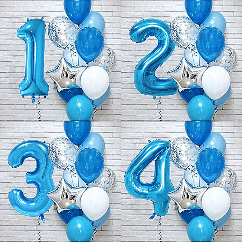 12pcs Number Foil Latex Balloons Kids Birthday Party Baby Shower Balloon