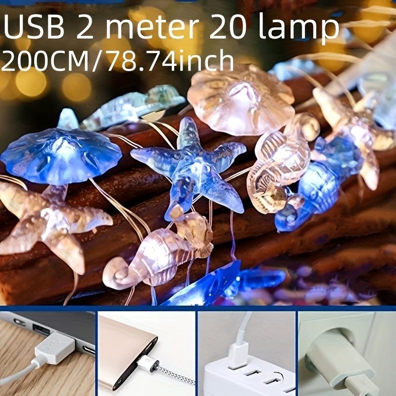 Coastal String Lights 2m 20 Lamp Summer Party Beach Decorative USB Lights