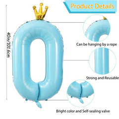 Crown 101 6 Cm Large Number Balloons 0 9 Crown Foil Big Digital Balloon