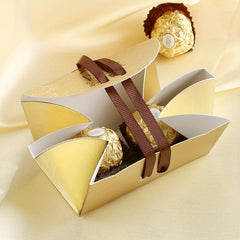 10pcs Chocolate Candy Golden Handbag Wedding Favors And Box