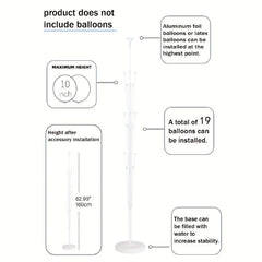 63in Height Adjustable Balloon Column Stand Kit for Parties