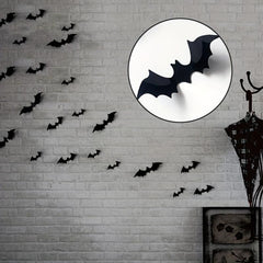 24pcs 3D Bat Stickers Halloween Haunted House Party Decoration