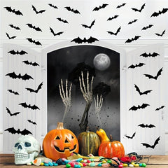 24pcs 3D Bat Stickers Halloween Haunted House Party Decoration