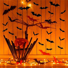 24pcs 3D Bat Stickers Halloween Haunted House Party Decoration