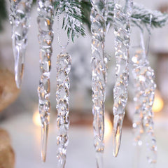 12pcs Transparent Ice Strip Pendant Christmas Decorations