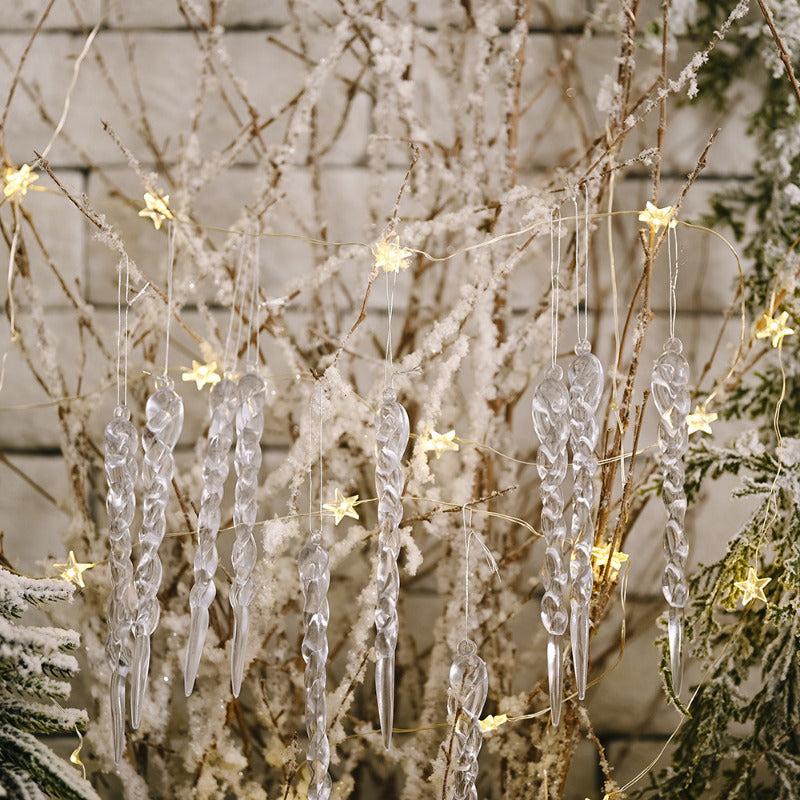 12pcs Transparent Ice Strip Pendant Christmas Decorations