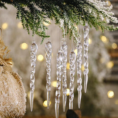 12pcs Transparent Ice Strip Pendant Christmas Decorations