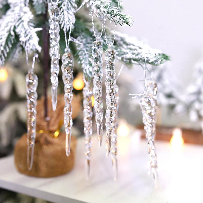 12pcs Transparent Ice Strip Pendant Christmas Decorations