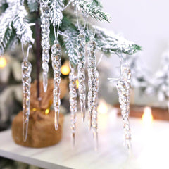 12pcs Transparent Ice Strip Pendant Christmas Decorations