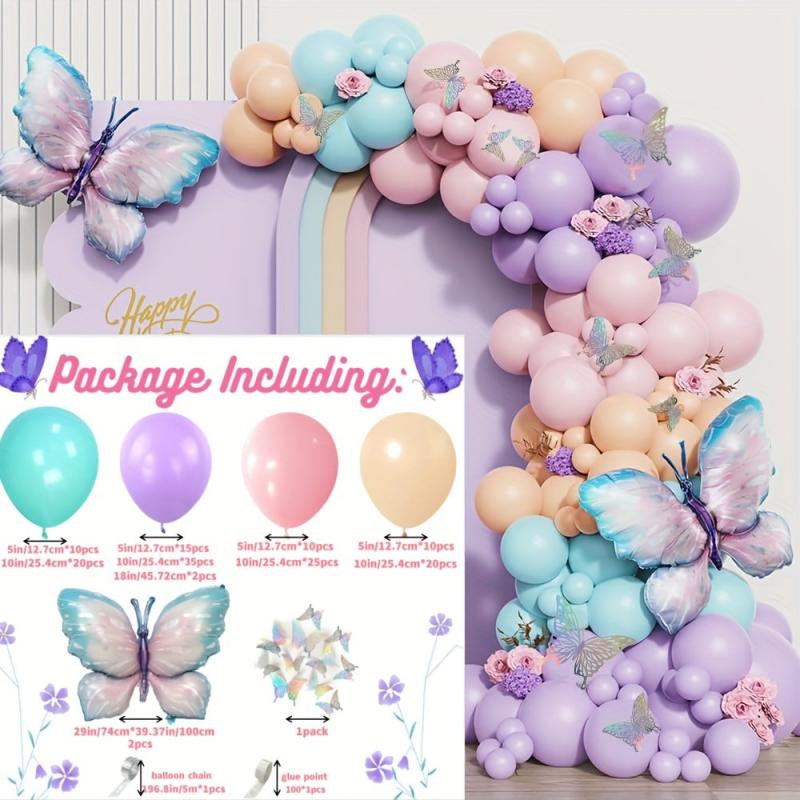 152pcs Butterfly Balloon Garland Arch Kit for Girls' Birthday