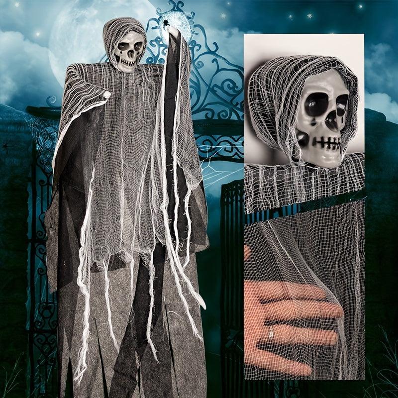 Haunted House Door Hanging Skull Gauze Ghost Face Halloween Decoration