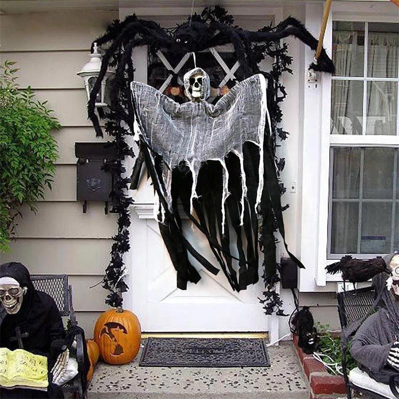 Haunted House Door Hanging Skull Gauze Ghost Face Halloween Decoration