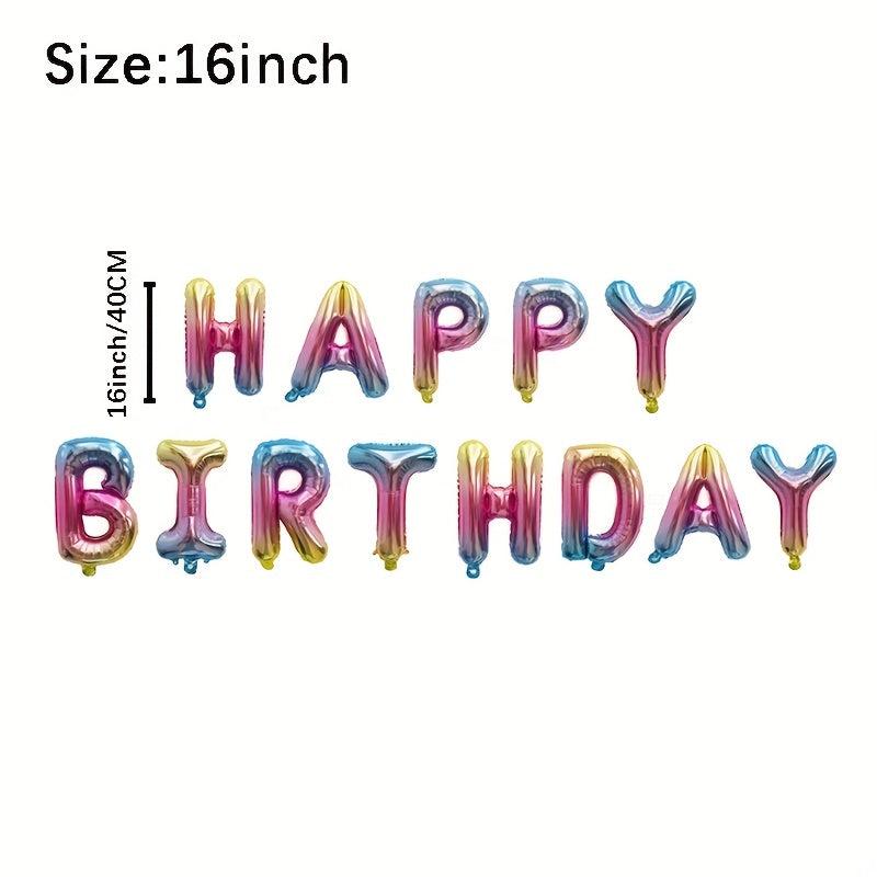 Birthday Balloon Rose Golden Foil Letter Balloons Set Party Decoration